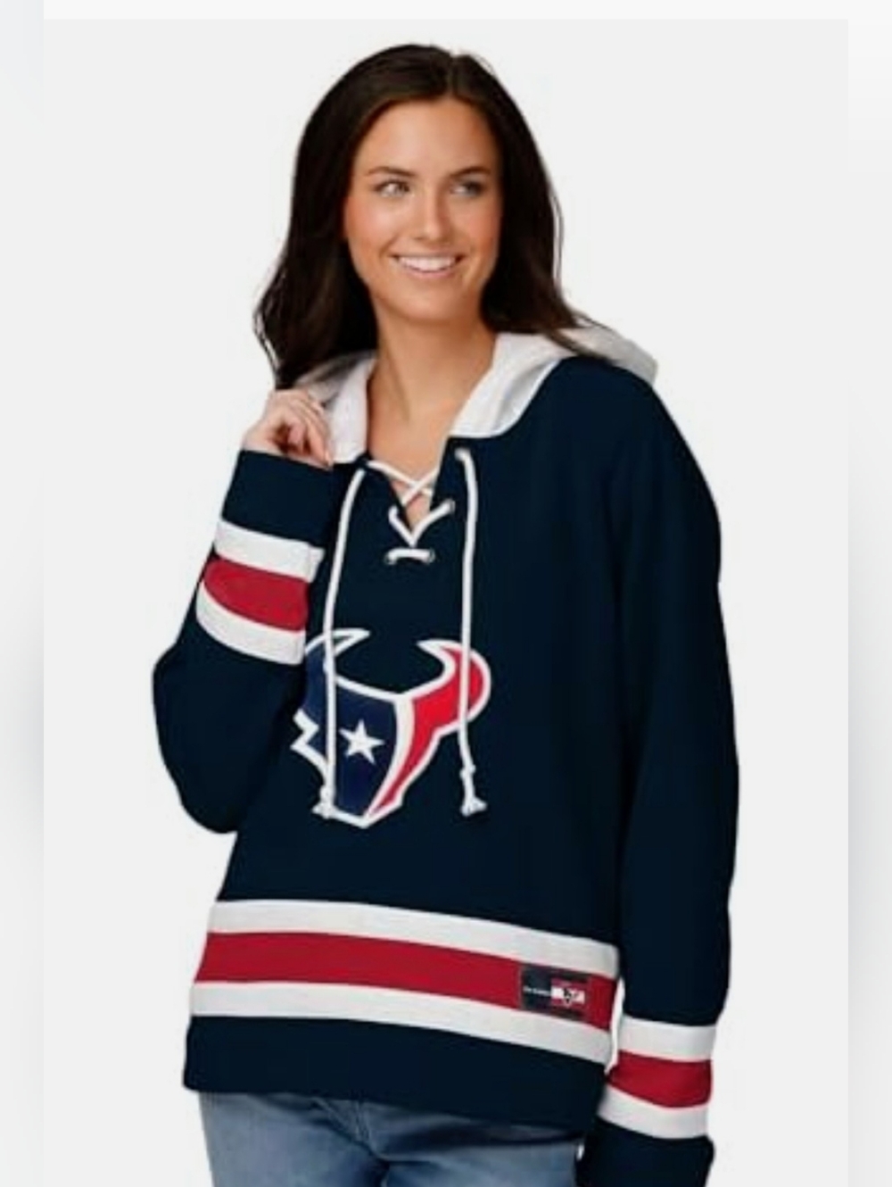FOCO Houston Texans Hockey Jersey Style Hoodie Womens Sz Med